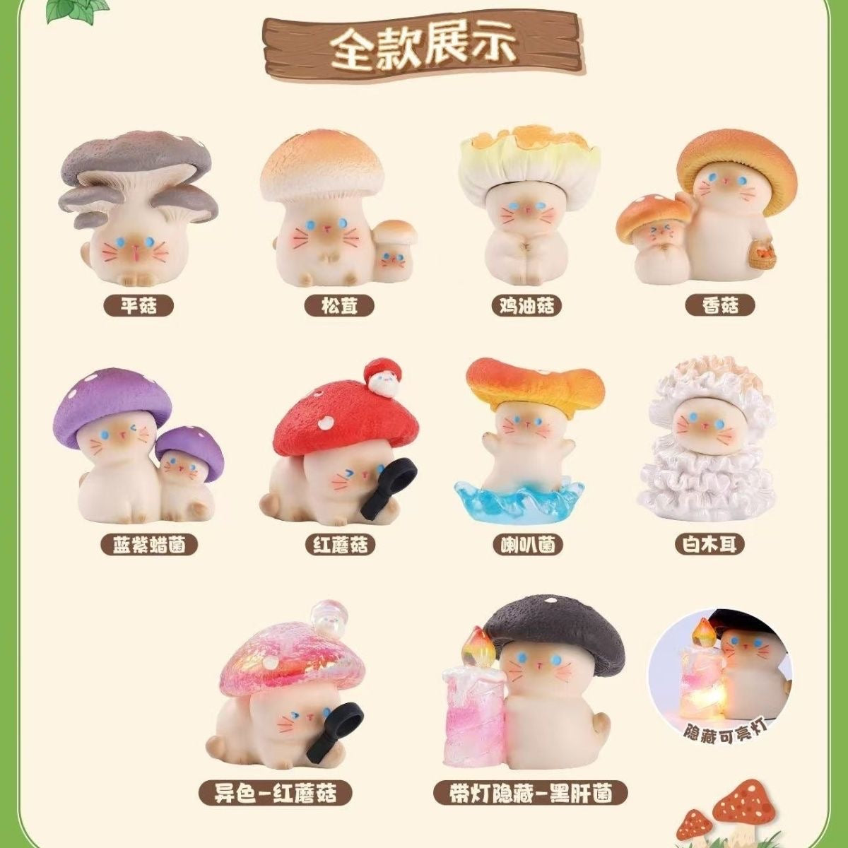 Mushroom Cat Fantasy Forest Series Blind Box – Collectible Figurines