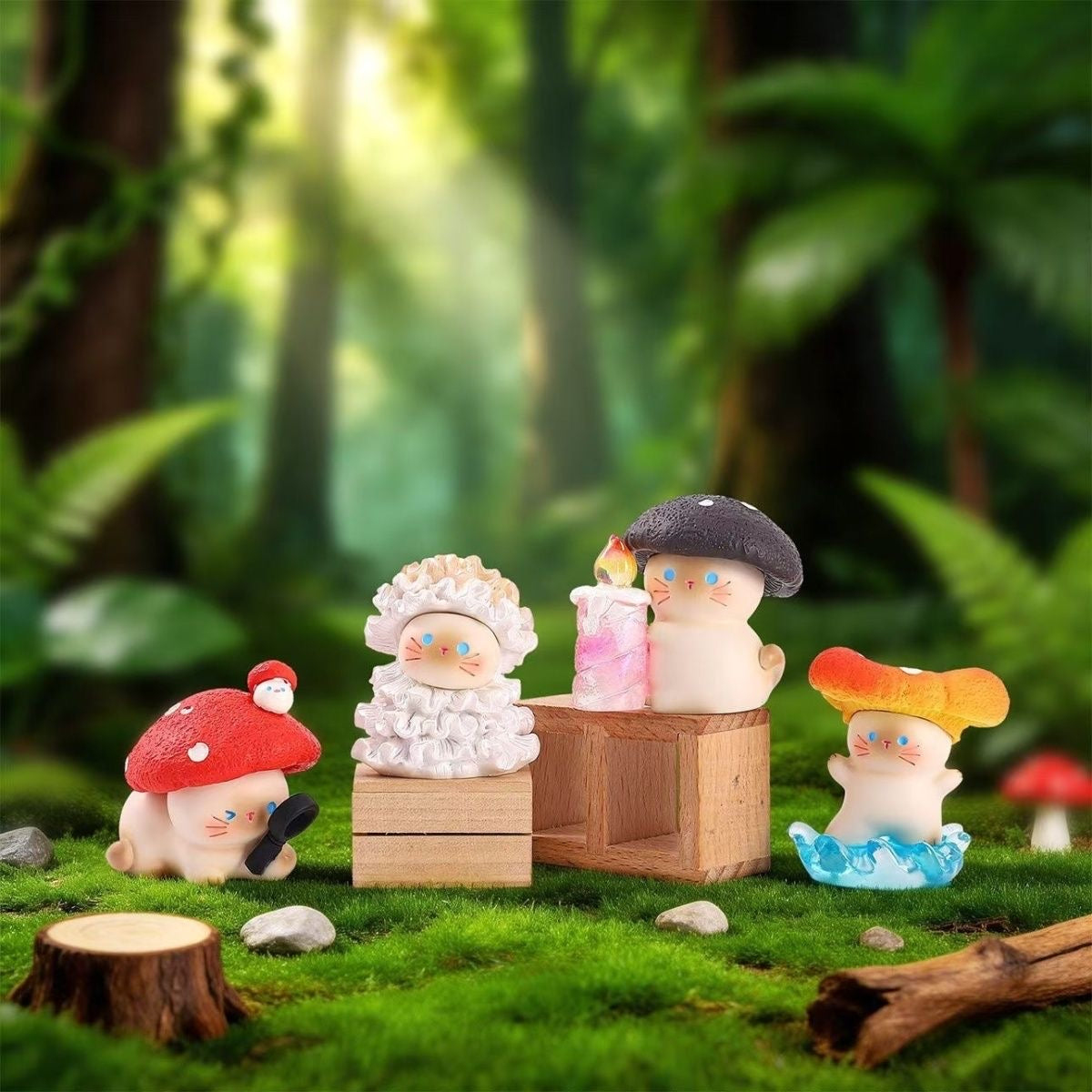 Mushroom Cat Fantasy Forest Series Blind Box – Collectible Figurines