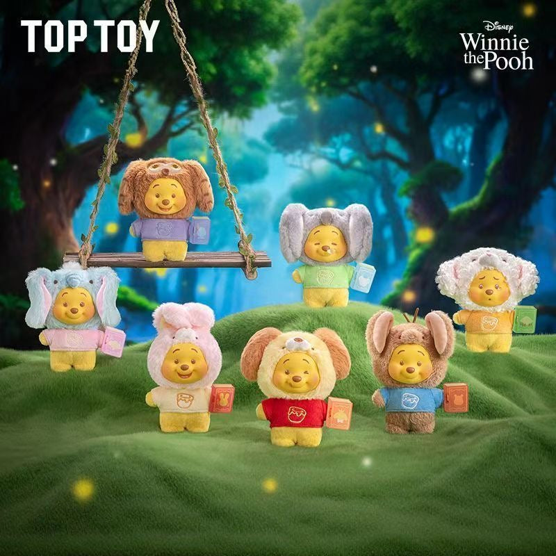 TOP TOY x Disney Winnie the Pooh Animal Storybook Series Plush Keychain Blind Box – 6 Regular + 1 Hidden Edition Collectible Keychains