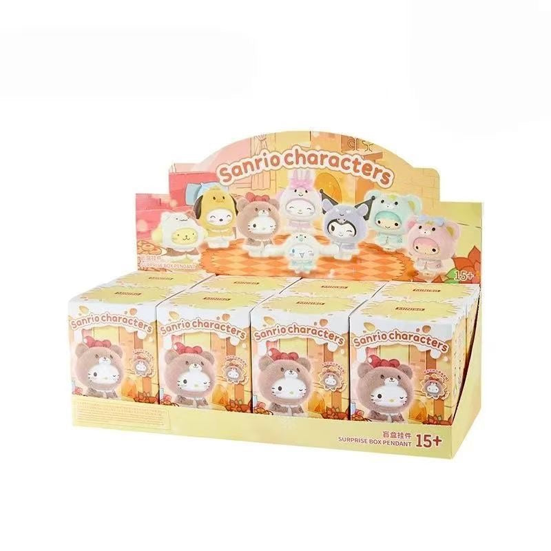 MINISO Sanrio "Little Cloak" Flocked Face-Changing Pendant Blind Box – 8 Regular Designs Collectible Keychain Figures