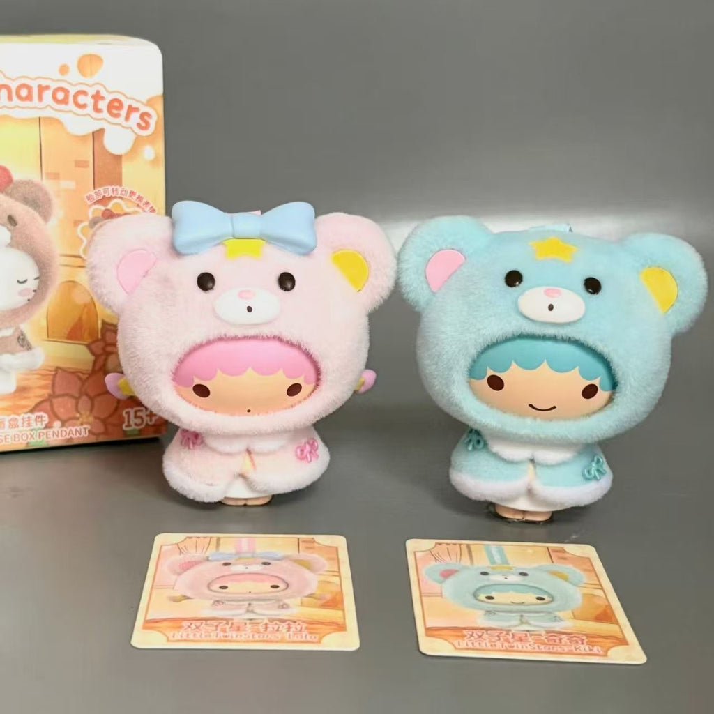 MINISO Sanrio "Little Cloak" Flocked Face-Changing Pendant Blind Box – 8 Regular Designs Collectible Keychain Figures
