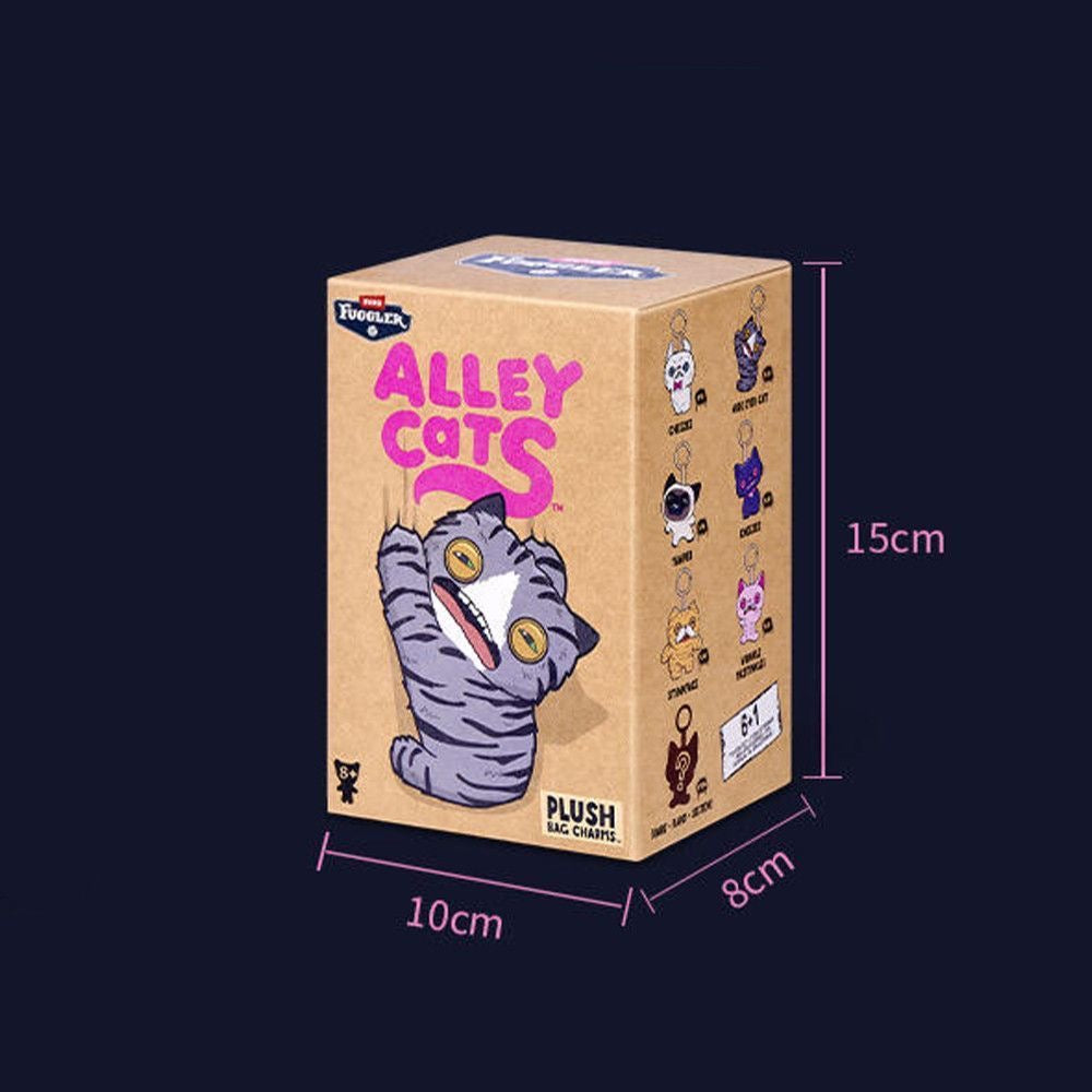 FUGGLER Alley Cats Plush Keychain Blind Box – 6 Regular + 1 Hidden Edition Collectible Keychain Figures