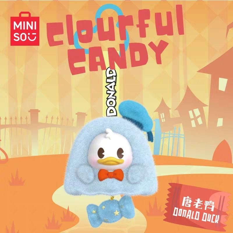 MINISO Disney Mickey & Friends Colorful Candy Series Vinyl Plush Keychain Blind Box – 6 Regular + 1 Hidden Edition Collectible Keychain Figures