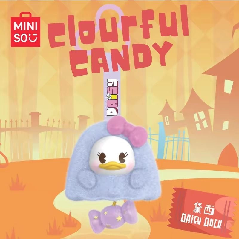 MINISO Disney Mickey & Friends Colorful Candy Series Vinyl Plush Keychain Blind Box – 6 Regular + 1 Hidden Edition Collectible Keychain Figures