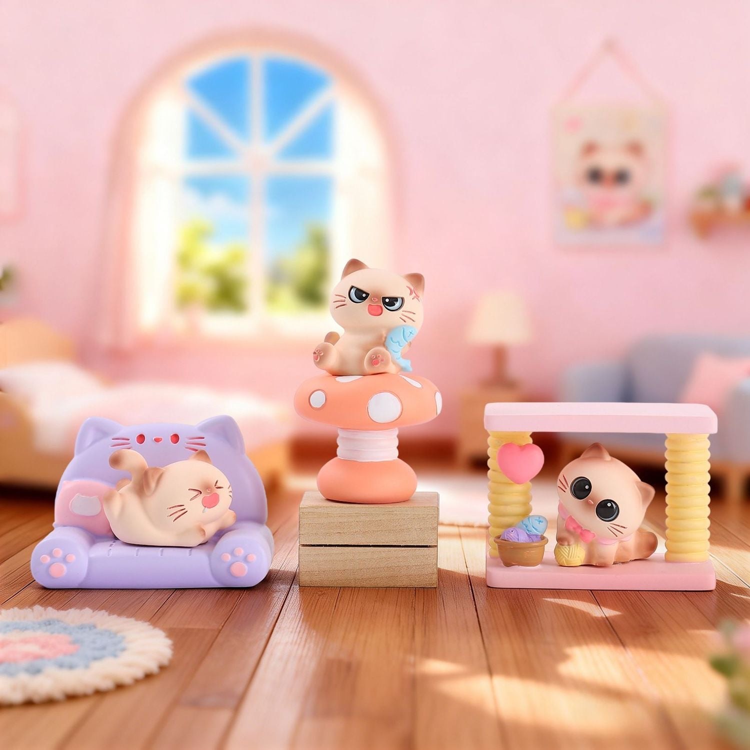 MEOWMEOWWORLD "My Meow Meow World" Series Blind Box – 6 Regular + 1 Hidden Edition Collectible Figures