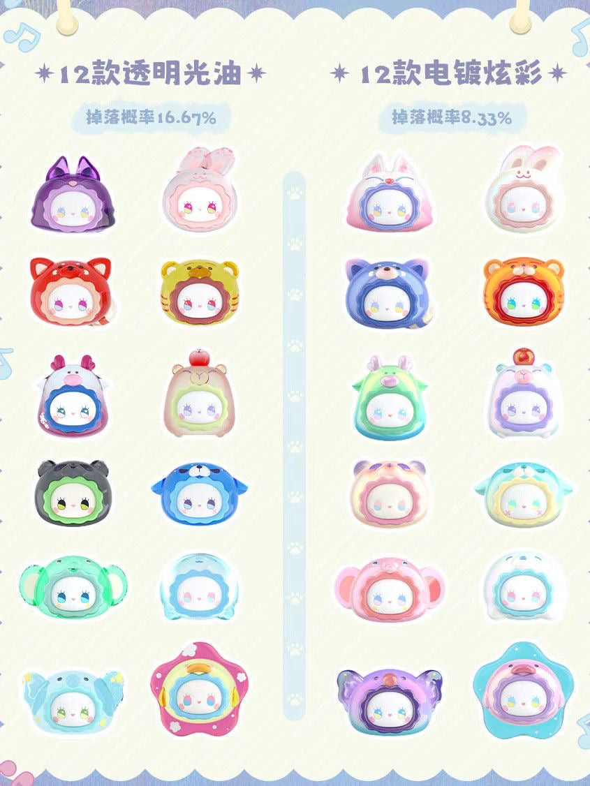 LUCKY EMMA Rua Rua Zoo Mini Bean Series Blind Box – 12 Regular Designs