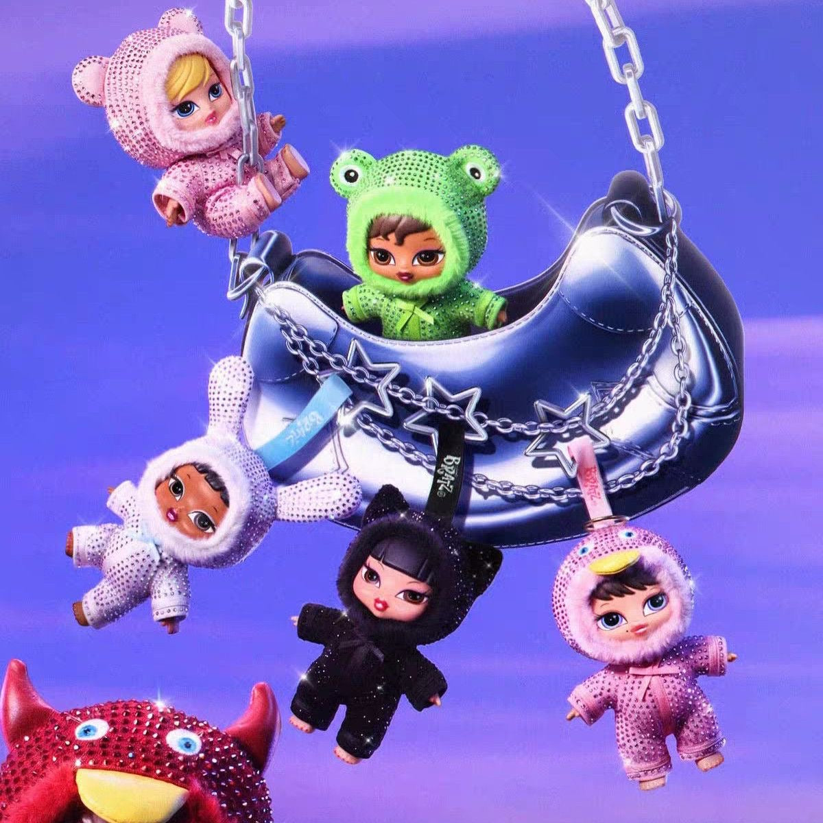 Bratziez MGA Glitter Babyz Series 2 Plush Keychain Blind Box – Collectible Plush Keychain Figures